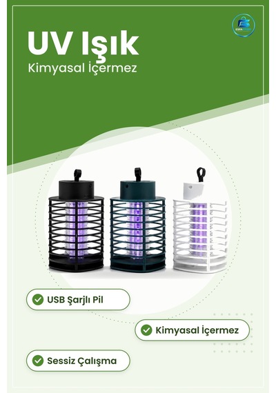 Sinek Kovucu Uv Işıklı Usb Şarjlı Asma Sessiz Haşere Tuzağı Led E