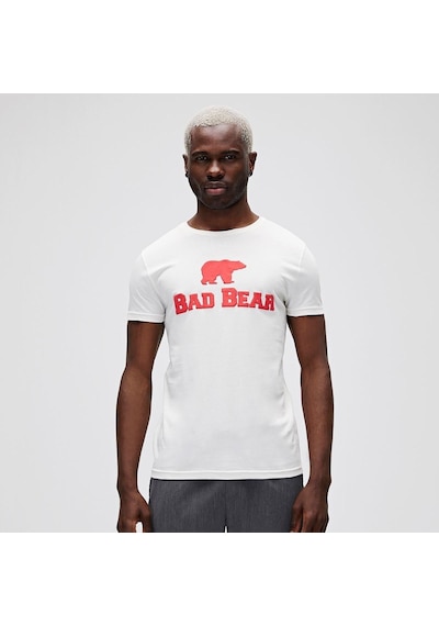 Bad Bear Erkek Beyaz Baskılı Bisiklet Yaka Tişört Beyaz