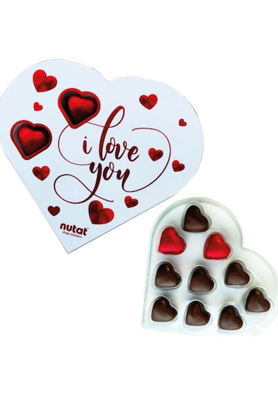 Nutat - I Love You Kutulu Fındık Kremalı Hediye Kalp Çikolata 135 Gr.