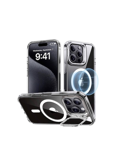 Esr Apple Uyumlu iPhone 16 Pro Halolock Mag Safe Classic Hybrid Standı Silikon Kılıf Şeffaf