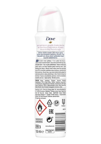 Dove Deodorant Lotus 150 Ml Kadın