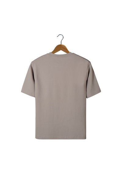 Taş Oversize Bisiklet Yaka T-shirt Taş