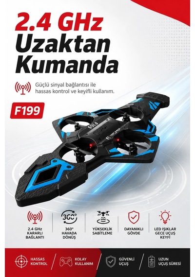 Katlanabilir Tasarımlı Uzaktan Kumandalı Drone 360 Derece Dönüş Ve Işıklı Uçuş Özellikli