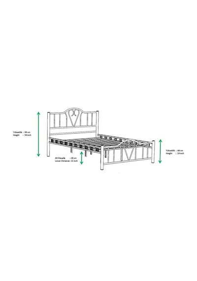 Argimo Orkide Çift Kişilik Ferforje Metal Karyola Bordo 120 x 200