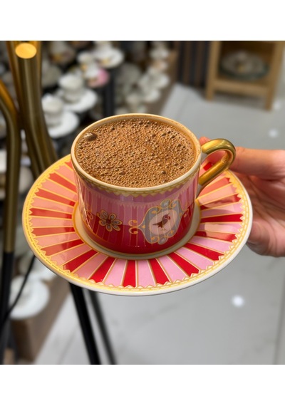 2 Kişilik Pink Bird Soho Double Kahve Fincanı-4647 Pembe