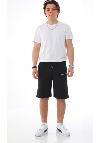 Penyebizden Erkek Regular Fit Normal Kesim %100 Pamuklu Şort-siyah