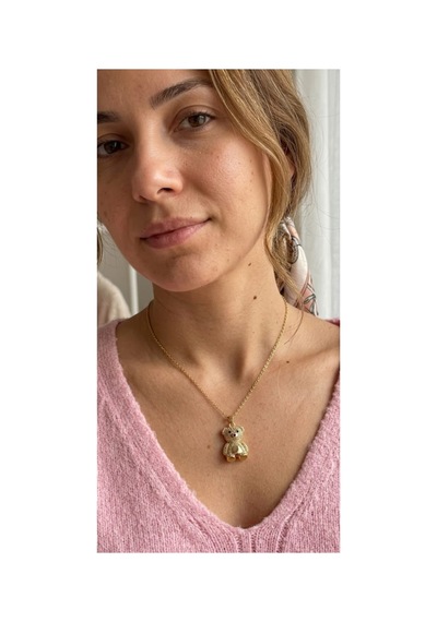 Lunarie Zirkon Taşlı Ayıcık Kolye 14k Gold Kaplama Kararmaz Çelik Altın