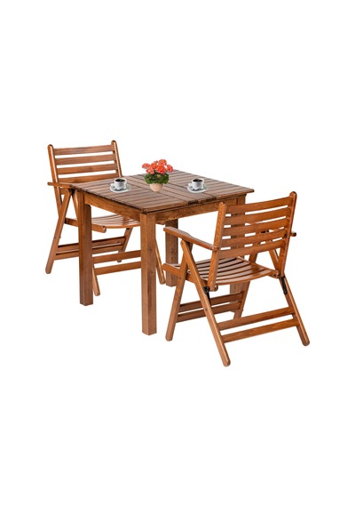 London Ahşap Bahçe Balkon Takımı: 70x70 Masa + 2 Sandalye Set Kahverengi London Ahşap Bahçe Balkon Takımı: 70x70 Masa + 2 Sandalye Set Kahverengi