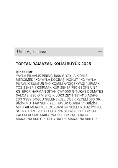 Ramazan Paketi Kumanya Erzak Kolisi Büyük Paket