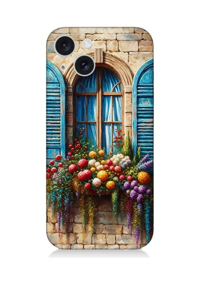 Apple Uyumlu iPhone 15 Plus Pencereden Renkli Hayat Desenli Silikon Kılıf Çok