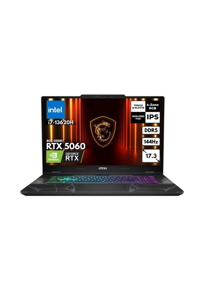 MSI Cyborg 17B13WFKG-092XTRQB30 i7-13620H 64 GB 2 TB SSD 8 GB RTX5060 17.3" W11H FHD Dizüstü Bilgisayar