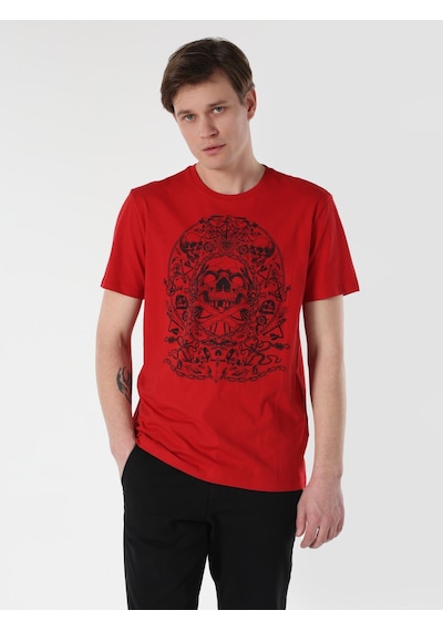 Colin'S Regular Fit Bisiklet Yaka Baskılı Kırmızı Erkek Kısa Kol Tişört Cl1062678_Q1.V1_Red
