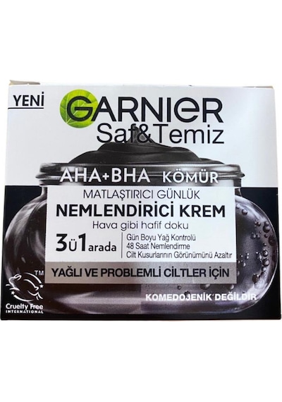 Garnier Aha+Bha Kömür İçerikli Matlaştırıcı ve Günlük Nemlendirici Bakım Kremi 50 ML