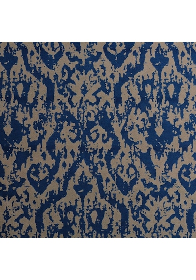 Krem Lacivert Damask Desen Dijital Baskılı Süet Kumaş