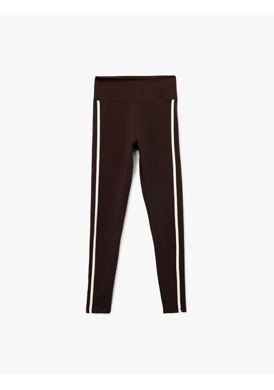 Koton Yüksek Bel Biyeli Slim Fit Spor Tayt Kahverengi 6wak40265nk Kahverengi