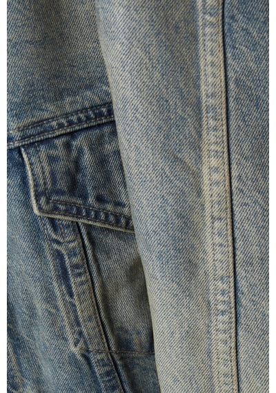 Good American Kaplamalı Oversize Denim Ceket, Modern Şık - Günlük Kadın Dış Giyim Mavi