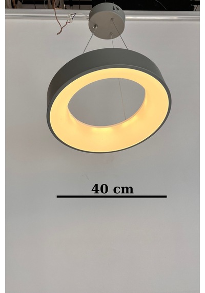 Modern Gri Halka Led Sarkıt Avize - Minimalist Çember Tasarım