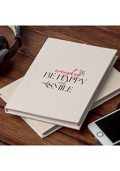 Happy And Smile Tasarımlı Kanvas Defter Genel