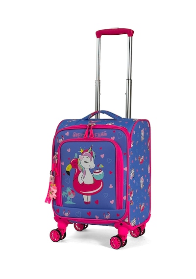 Konjabags Çocuk Karakterli 4 Tekerlekli Valiz, Eğlenceli Seyahat Arkadaşı - Flamingo Unicorn Flamingo Unicorn