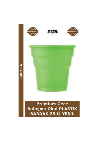Premium Gece Buluşma Okul Plastik Bardak 25 Li Yeşil