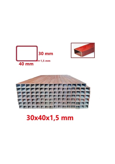 30x40x1.5mm Profil Astar Kırmızı Boyalı 2 Metre