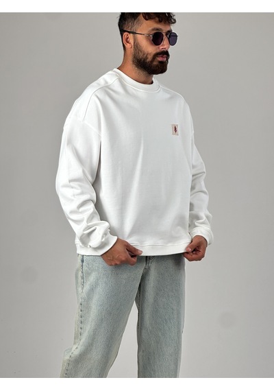 Cocopelli Ekru Tasarım Etnik Erkek Sweatshirt Coc1029 Ekru