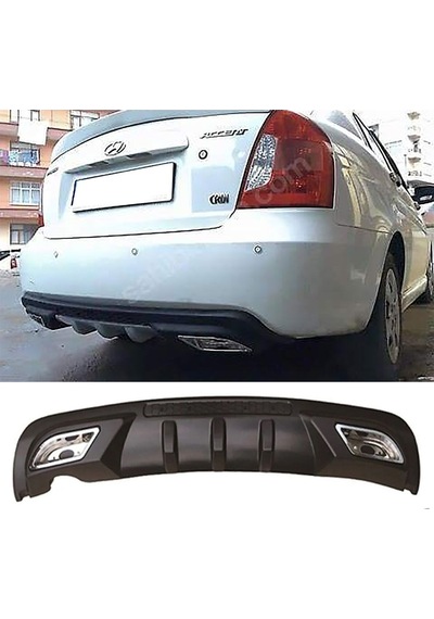 Hyundai Accent Era Difüzör Difizör Siyah + Kare Egzoz Görünüm C Tip 2006 - 2009 Uyumlu