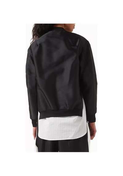 3.1 Phillip Lim Saten Katmanlı Bomber Ceket Şehirli Stil Için Lüks Rahatlık Siyah