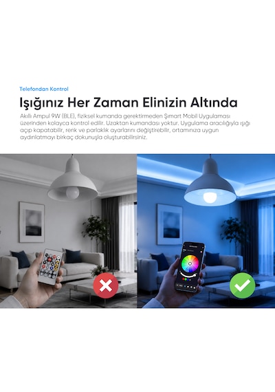 Şımart Teknoloji E27 9W 16 Milyon Renk Akıllı Bluetooth Ampul