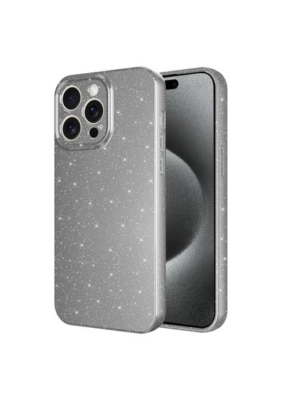 Apple Uyumlu iPhone 15 Pro Kılıf Kamera Korumalı Simli Parıltılı Lüks Silikon