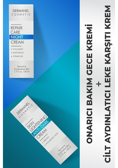 Dermanel Cilt Aydınlatıcı Leke Karşıtı Krem 50 ML + Dermanel Onarıcı Bakım Gece Kremi 50 ML