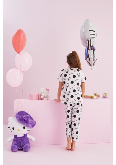 Siyah İnci Lisanslı %100 Pamuk Çok Renkli Bisklet Yaka Pijama Takım Hk014 Gri