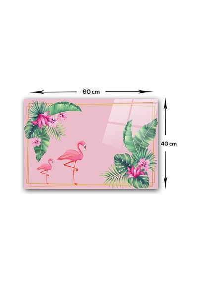 Decorita Tropik Yapraklar&Flamingo|Cam Ocak Arkası | 40cm x 60cm
