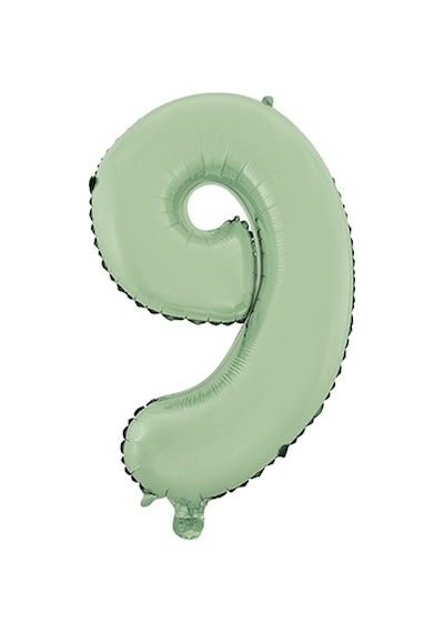Folyo Rakam 9 Yaş Mat Mint Yeşili 26 Inc 66 Cm Pipetli Doğum Günü Balonu Çok Renkli