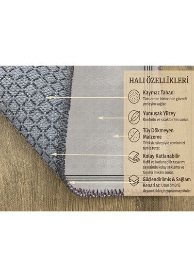 Turkıshrug Kıngdom Gri Siyah Çizgili Halı Süpürgeyle Kolay Temizlenen Dekoratif Halı Çok Renkli