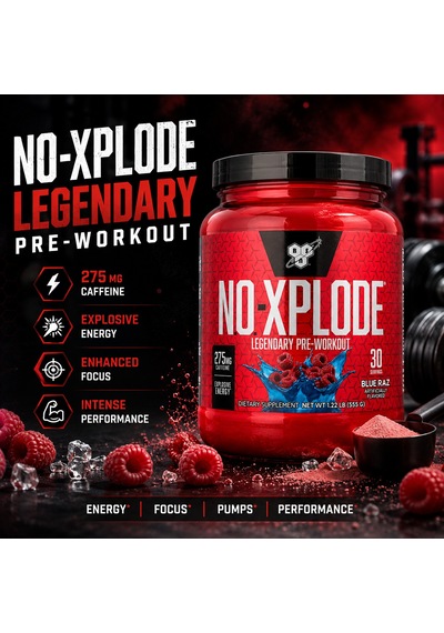 Bsn N.o.-xplode Legendary Preworkout Blue Raz 555 G