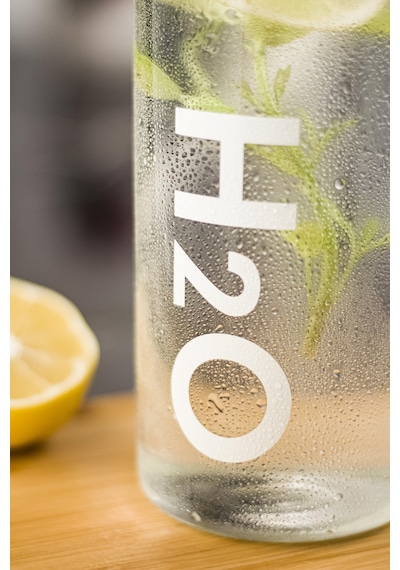 H2o Borosilikat Cam Matara Vakum Kapaklı Su Şişesi Suluk Beyaz 1000ML