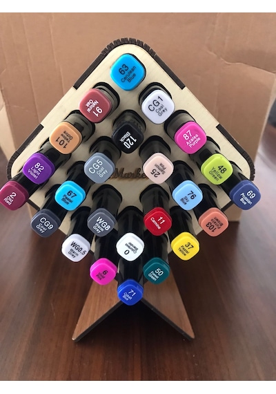 Marker Kalem Standı 24 Delikli 3mm Mdf 10 10cm Ebatında
