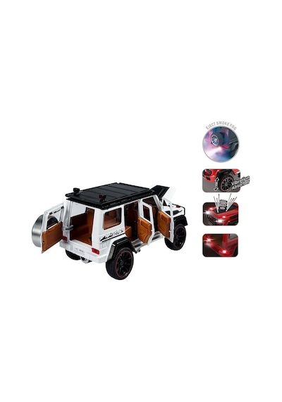 Sesli Ve Işıklı Buharlı Çıkaran Metal Off-road Jeep - Çek-bırak Araba 20cm 1:22 Ölçek Çok Renkli