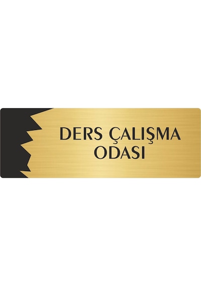 Metal Departman Kapı İsimliği, Yönlendirme Levhası Ders Çalışma Odası 5x20 Cm Altın Renk