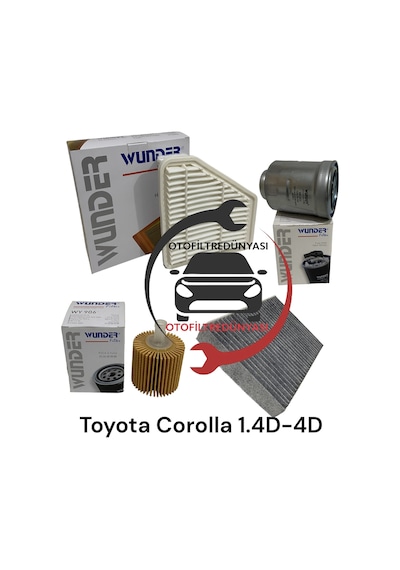 Toyota Corolla Uyumlu 1.4 D4d Wunder Filtre Bakım Seti 4lü Set 2007