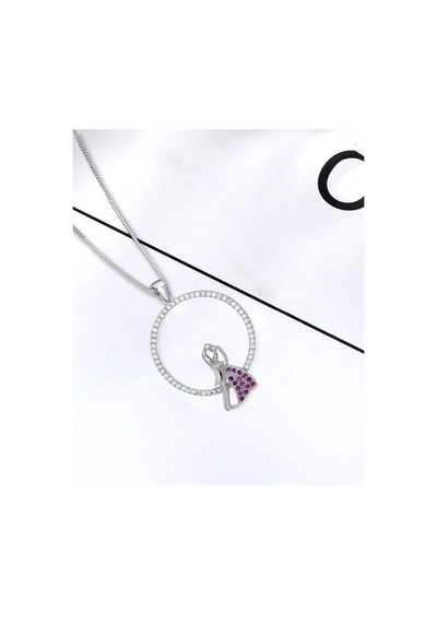 Brezza Lusso Jewelry  Halka Model Sarılan Çift Aşk Sevgi Bağı Kadın Gümüş Kolye 45 CM 45 CM