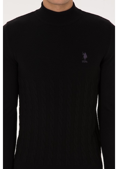 U.S. Polo Assn. Erkek Slim Fit Boğazlı Yaka Siyah Kazak 50315037-VR046