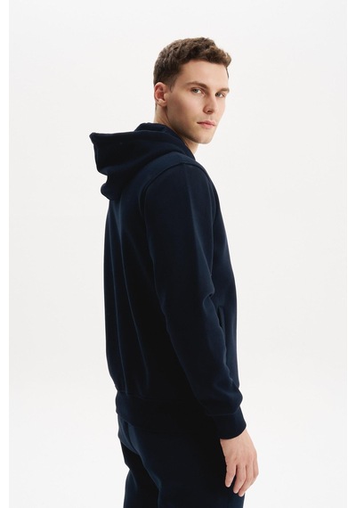 AR-MA Arma Erkek Regular Fit 3 İplik Kapüşonlu Sweatshirt Fermuarlı, Fleto Cepli, Kalın Kumaş K30324650502 Lacivert