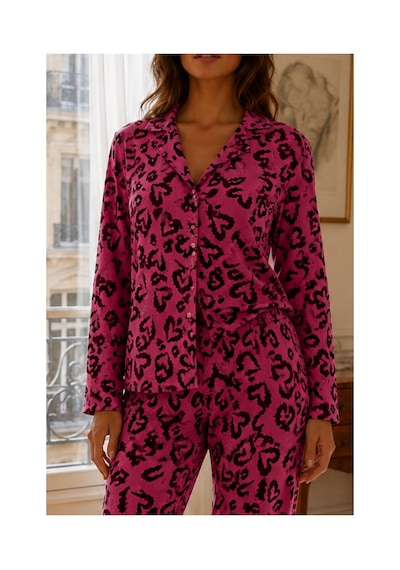 Fit Women Kadın Relax Fit Düğme Lila Pijama Takımı