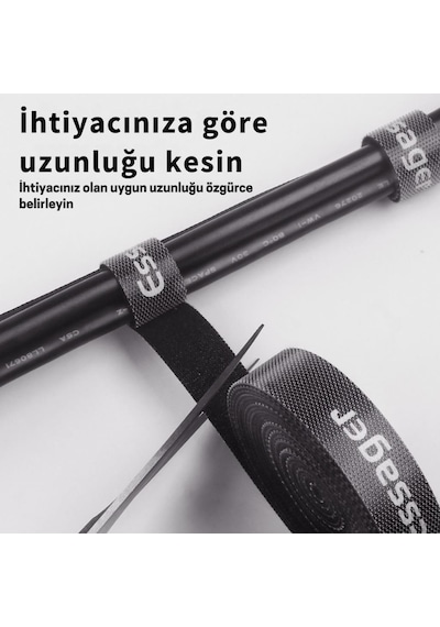 Essager 5 Metre Cırt Cırt Bantlı Kablo Sarıcı Düzenleyici Organizatör, Kesilebilir Kablo Düzenleyici