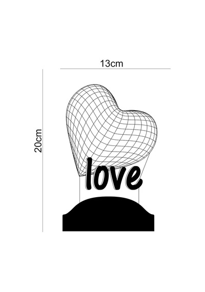 3D Led Lamba 3 Boyutlu 14 Şubat Love Özel Hediye Gecelambası Çok Renkli