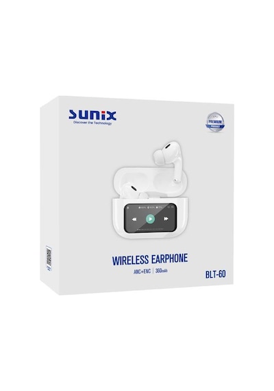 Sunix BLT-60 ANC+ENC Bluetooth Dijital Ekranlı Kulak İçi Kulaklık