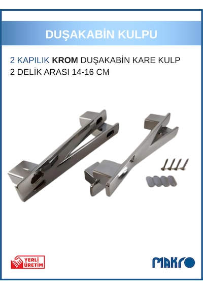 Duşakabin Cam Kapı Kulp Parlak Kol Ayarlı 14-16 Cm Krom Parlak