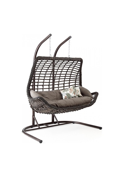 Capri Swing Rattan Örme Salıncak Çift Kişilik Kahve